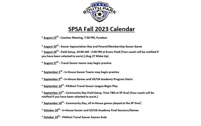Fall 2023 In-House Calendar